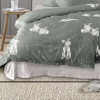 Irisette Biber Bettwäsche Koala 8654-30 Schneehase Olivgrün 135x200