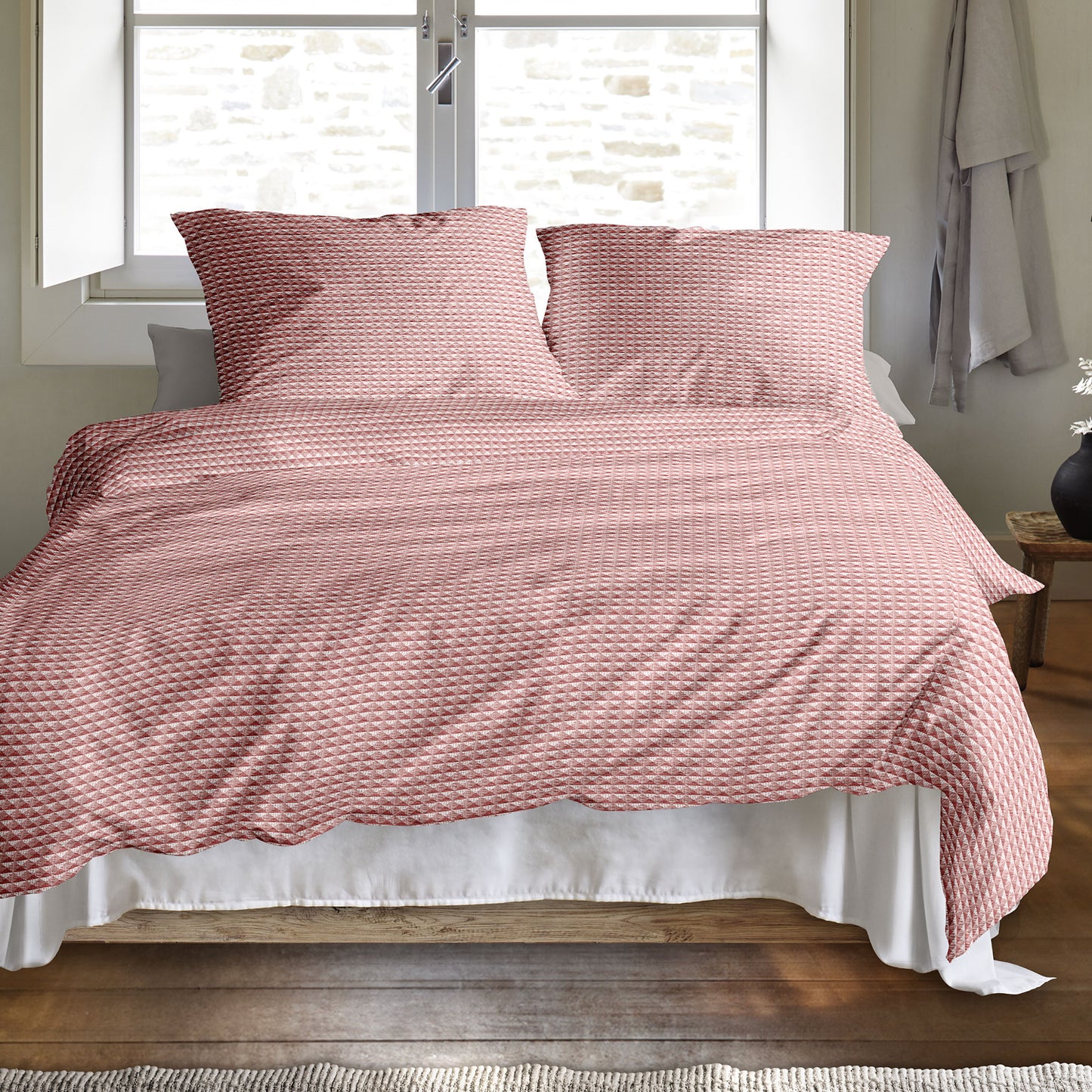 Irisette Seersucker Bettwäsche Easy 8659-60 Waffeloptik rot 135x200