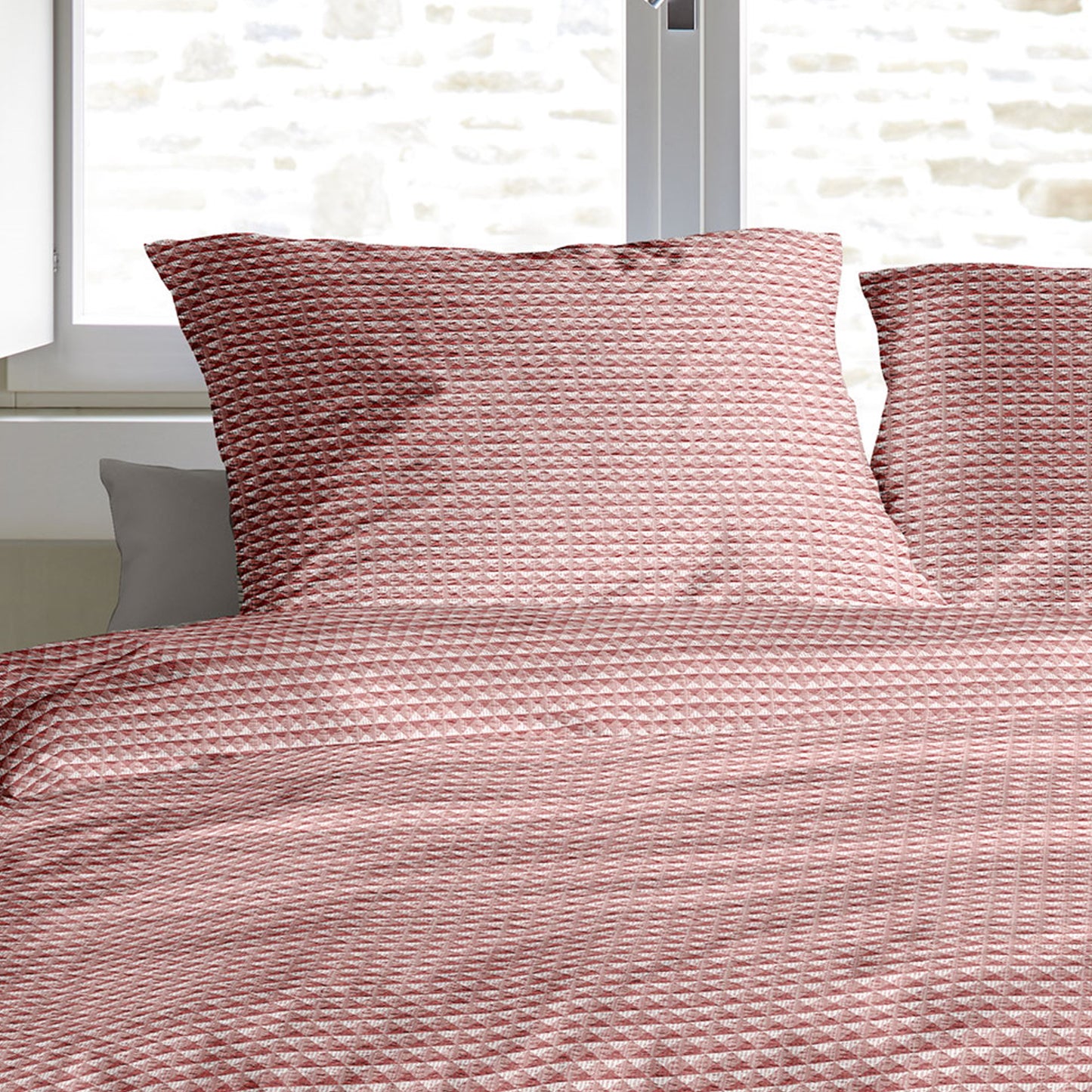 Irisette Seersucker Bettwäsche Easy 8659-60 Waffeloptik rot 135x200