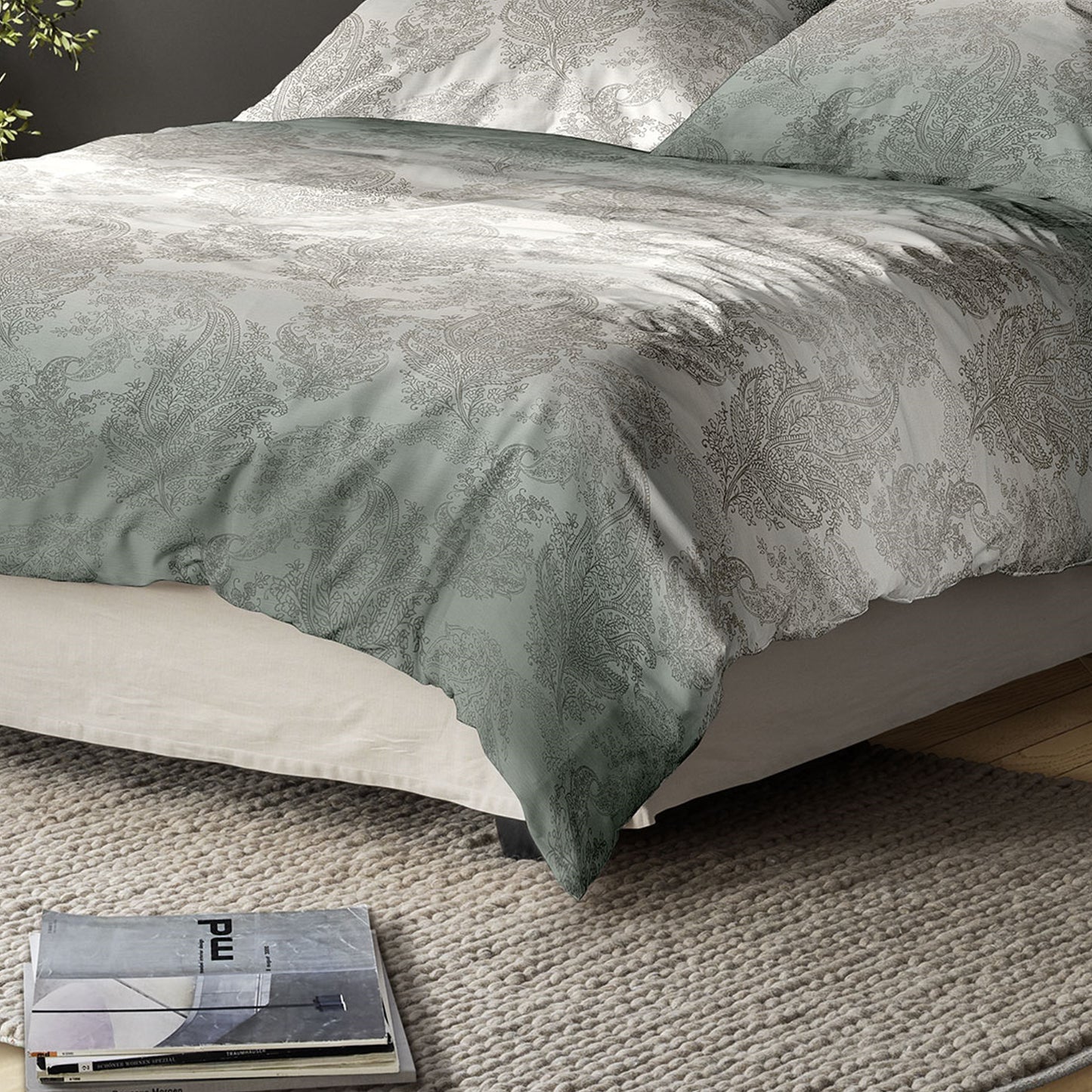 Irisette Biber Bettwäsche Koala 8661-30 Paisley Federn Grau 135x200