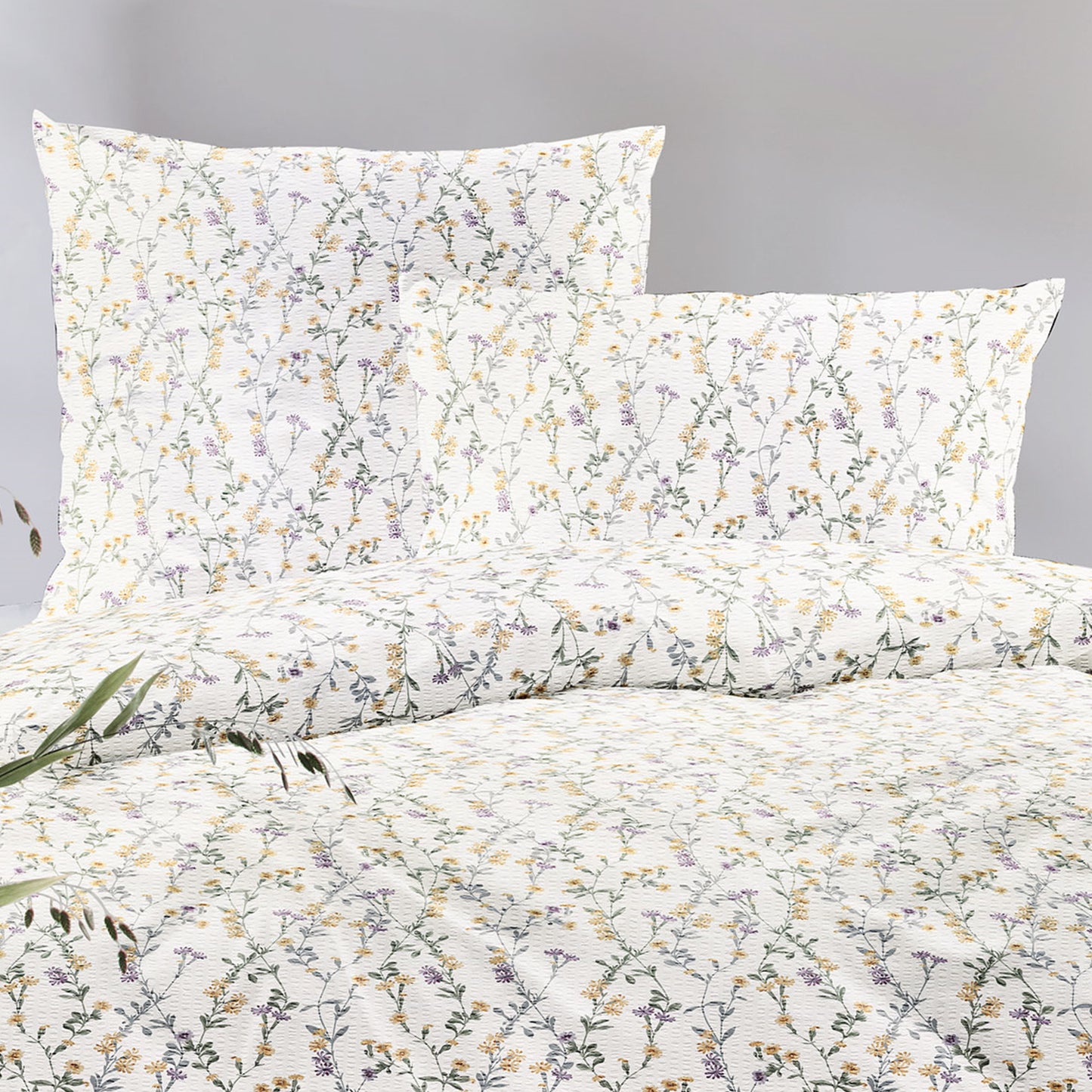 Irisette Seersucker Bettwäsche Easy 8665-40 Blumenwiese gelb 135x200