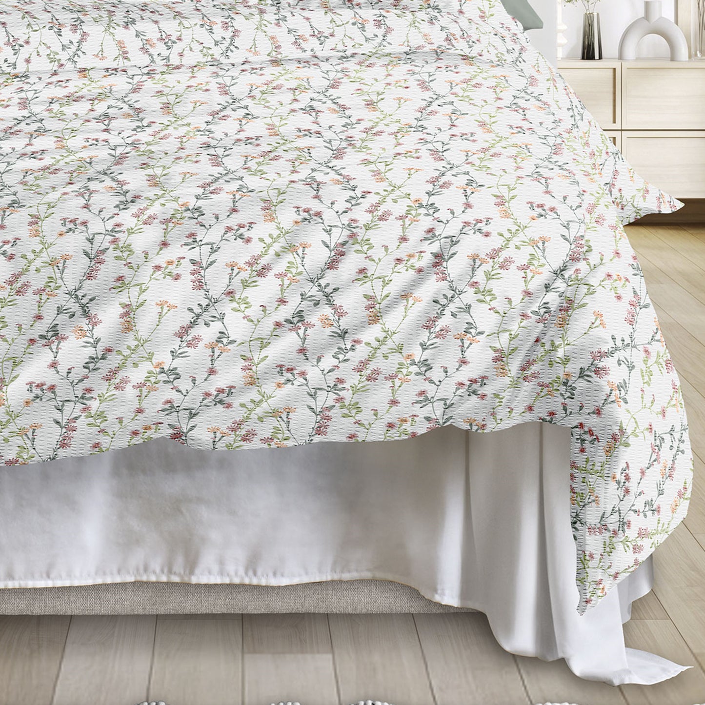 Irisette Seersucker Bettwäsche Easy 8665-60 Blumenwiese rot 135x200