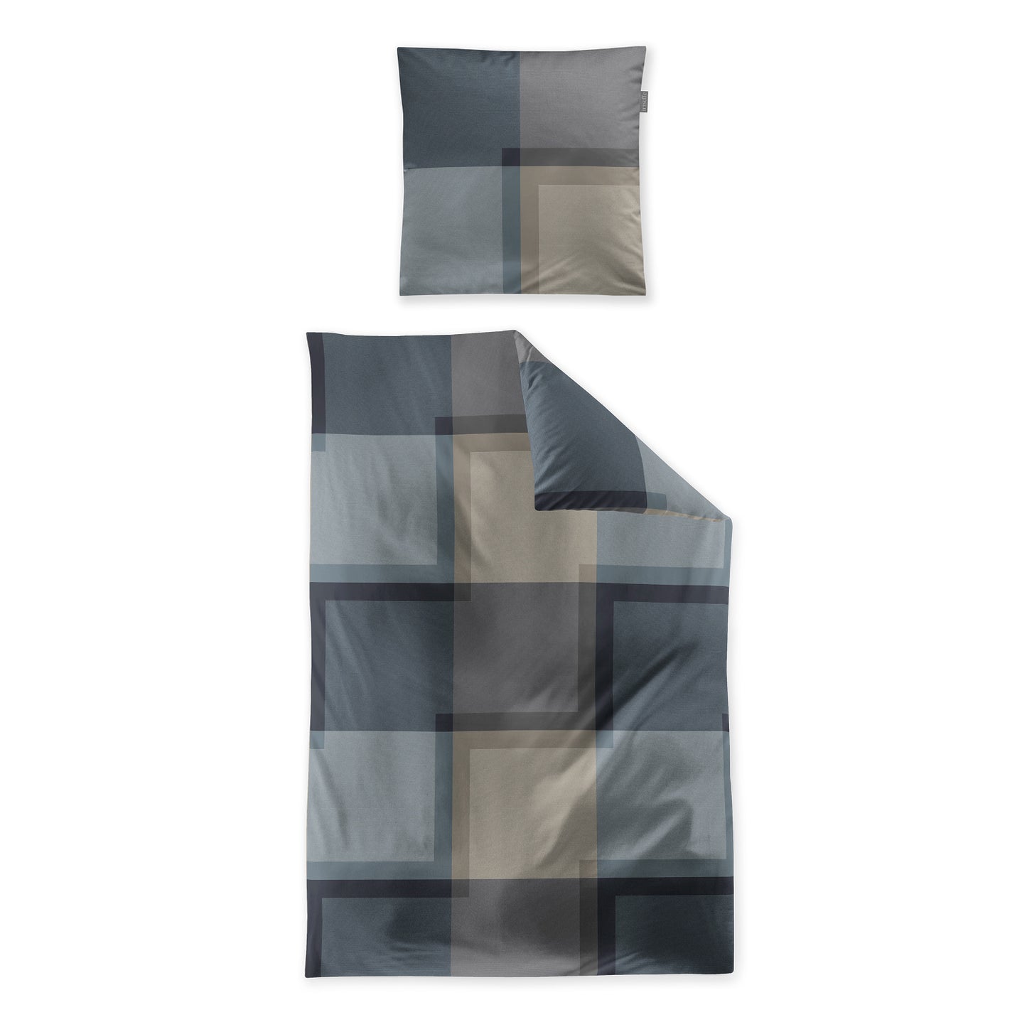 Irisette Mako Satin Bettwäsche Wave 8672-20 Karo blau sand