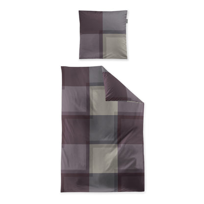 Irisette Mako Satin Bettwäsche Wave 8672-70 Karo beere grau