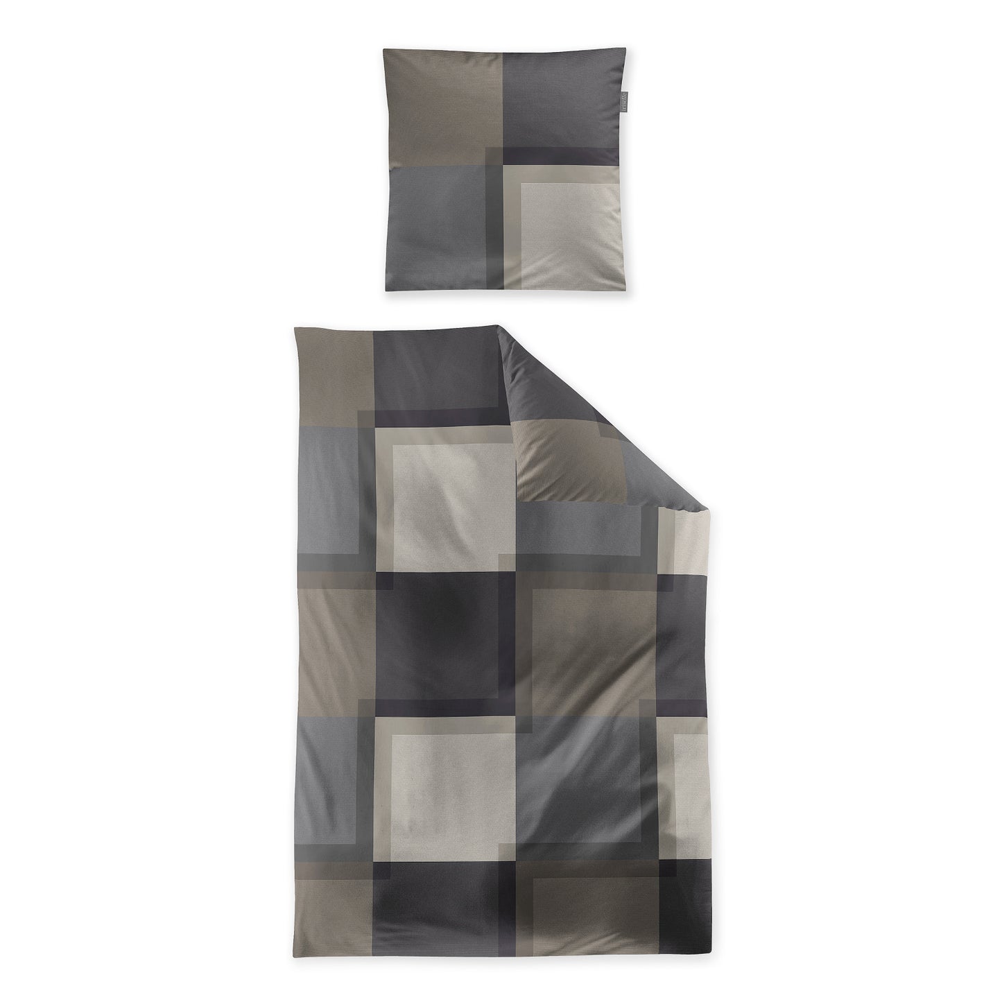 Irisette Mako Satin Bettwäsche Wave 8672-80 Karo natur grau