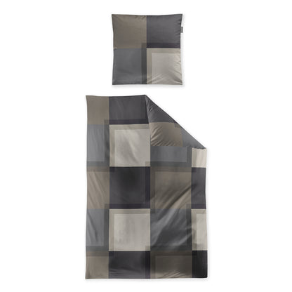 Irisette Mako Satin Bettwäsche Wave 8672-80 Karo natur grau