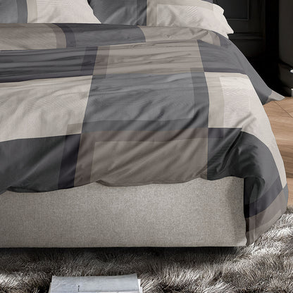 Irisette Mako Satin Bettwäsche Wave 8672-80 Karo natur grau