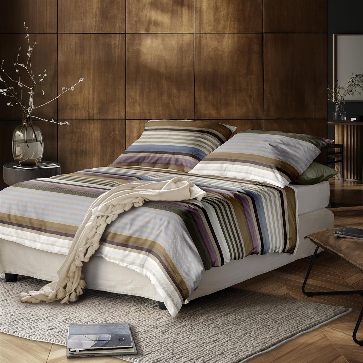 Irisette Mako Satin Bettwäsche Wave 8678-20 Streifen blau bunt 135x200