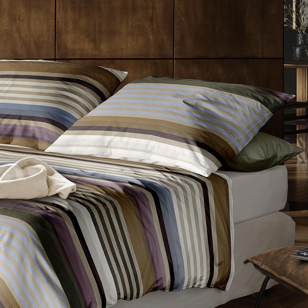 Irisette Mako Satin Bettwäsche Wave 8678-20 Streifen blau bunt 135x200