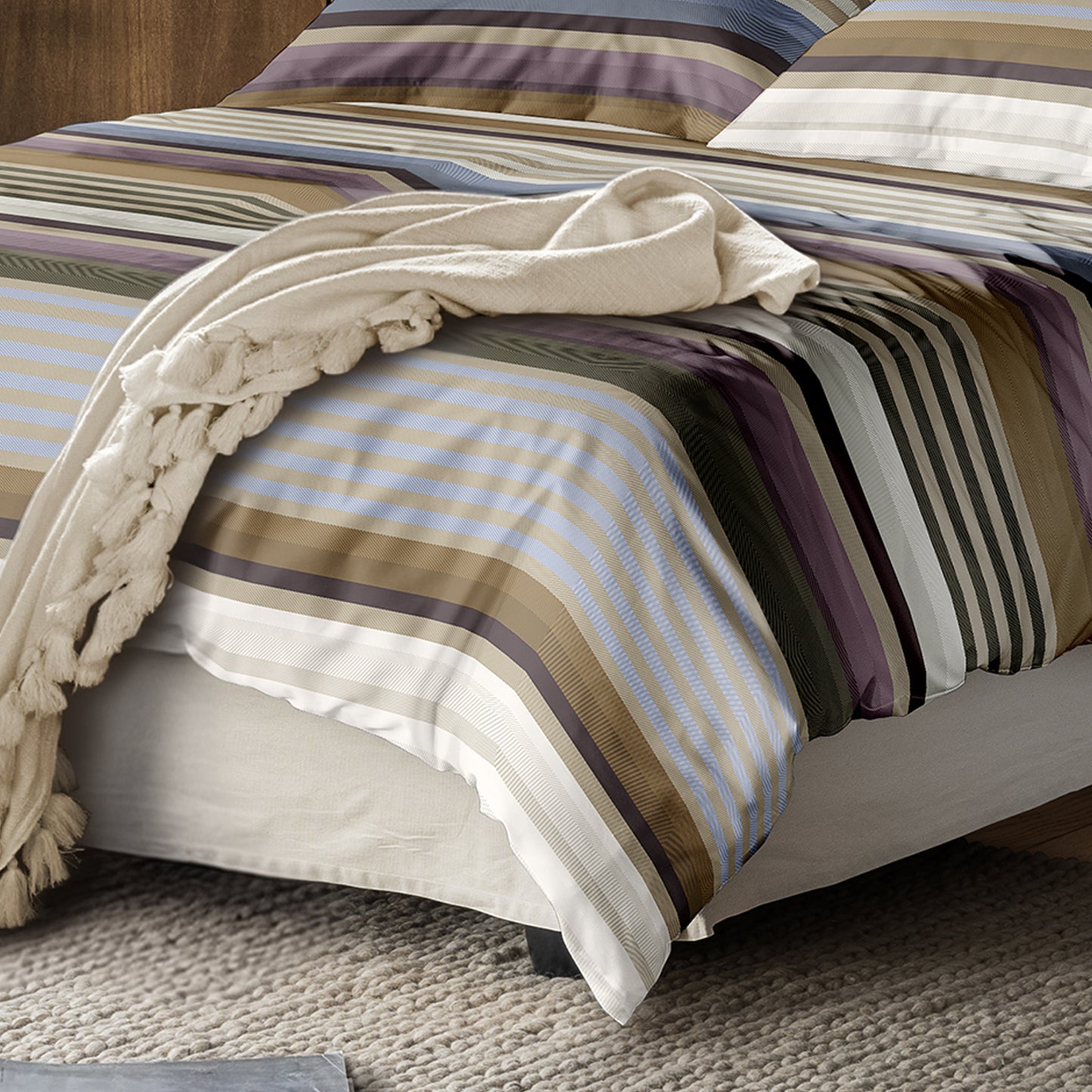 Irisette Mako Satin Bettwäsche Wave 8678-20 Streifen blau bunt 135x200
