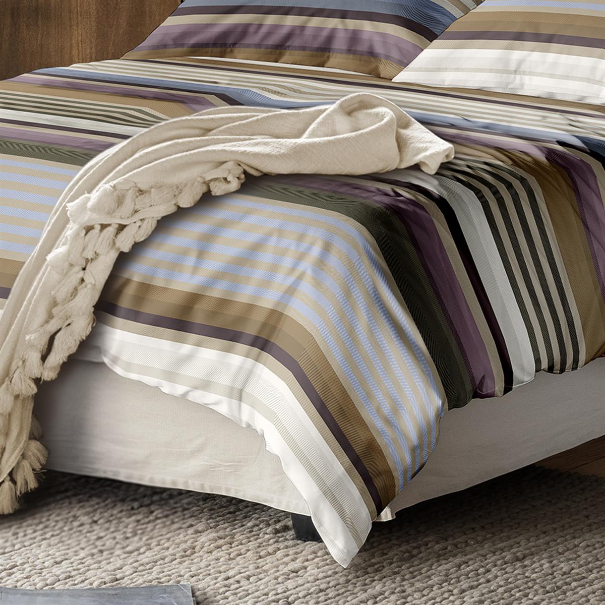 Irisette Mako Satin Bettwäsche Wave 8678-20 Streifen blau bunt 135x200