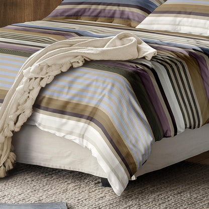 Irisette Mako Satin Bettwäsche Wave 8678-20 Streifen blau bunt 135x200