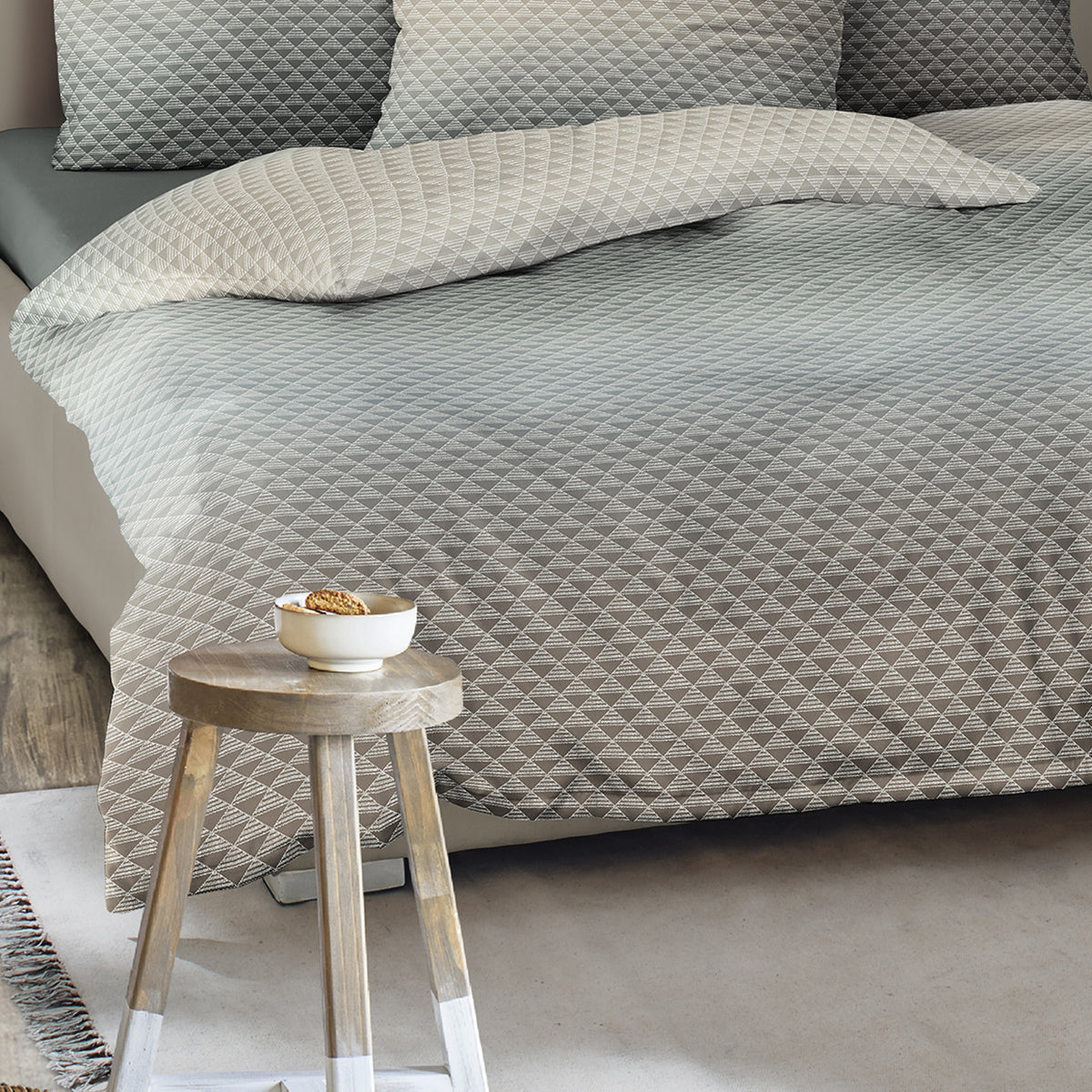 Irisette Biber Bettwäsche Meran 8684-30 geometrisch jade sand  135x200