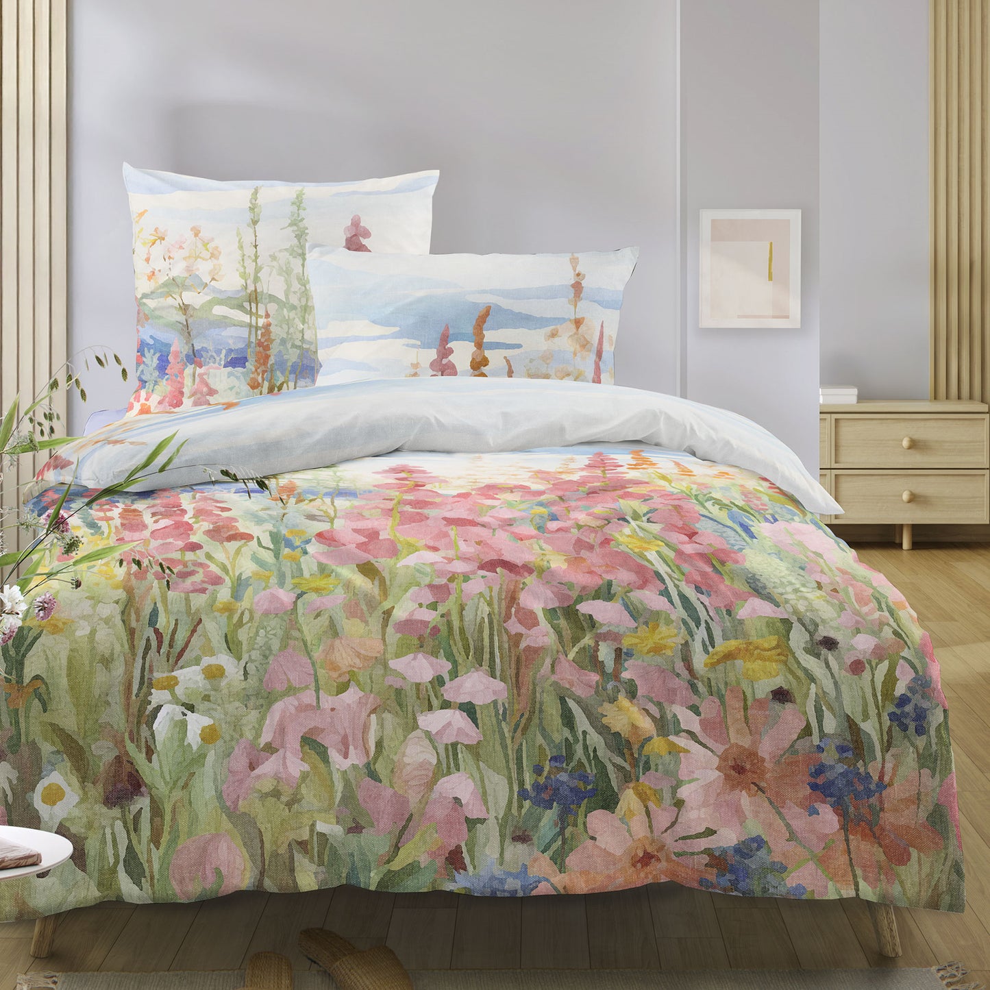 Irisette Mako Satin Bettwäsche Wave 8689-90 Blumenlandschaft 135x200