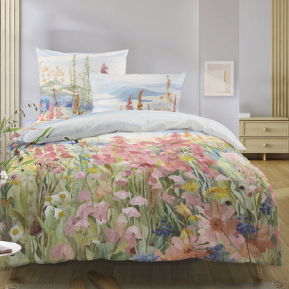 Irisette Mako Satin Bettwäsche Wave 8689-90 Blumenlandschaft 135x200