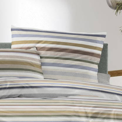 Irisette Mako Satin Bettwäsche Wave 8690-80 Streifen natur 135x200