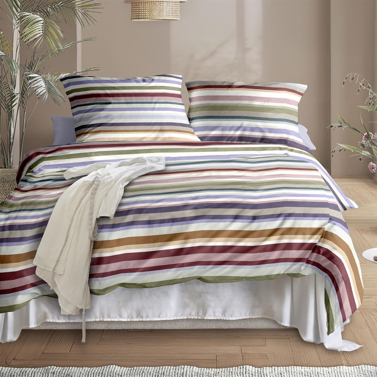 Irisette Mako Satin Bettwäsche Wave 8690-90 Streifen Bunt 135x200