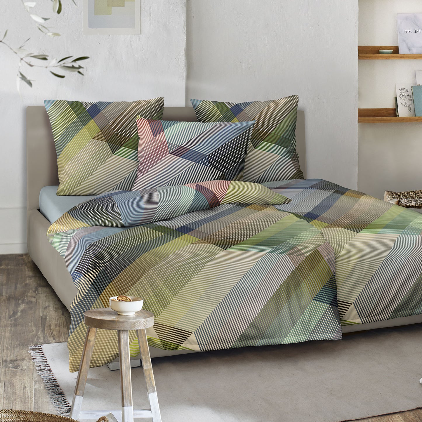 Irisette Mako Satin Bettwäsche Wave 8691-90 Geometrisch Bunt 135x200