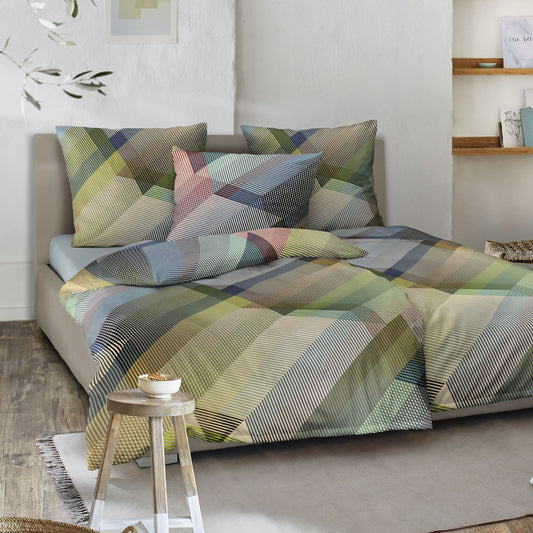 Irisette Mako Satin Bettwäsche Wave 8691-90 Geometrisch Bunt 135x200