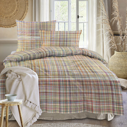 Irisette Mako Satin Bettwäsche Wave 8693-90 Kariert Bunt 135x200