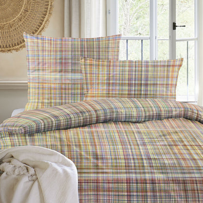 Irisette Mako Satin Bettwäsche Wave 8693-90 Kariert Bunt 135x200