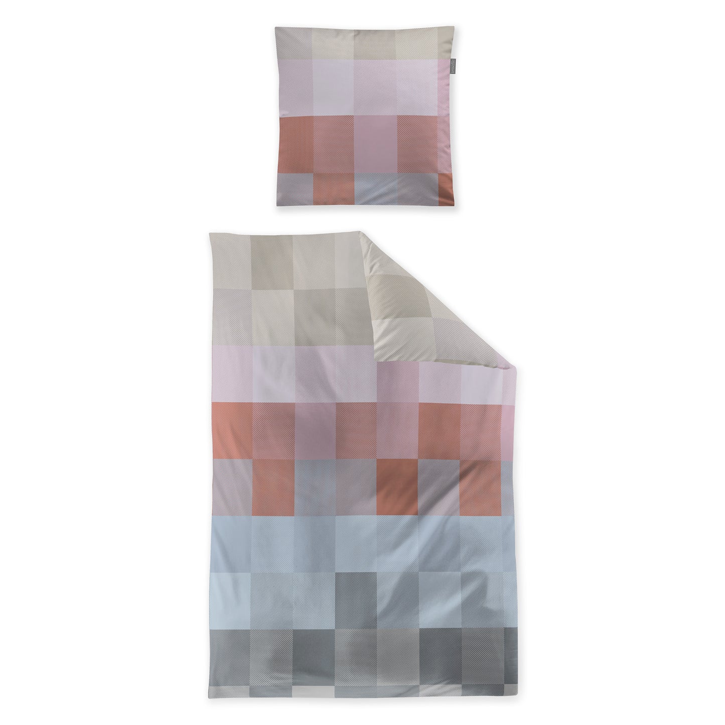 Irisette Mako Satin Bettwäsche Wave 8695-60 Karo rot blau 135x200