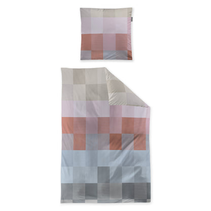 Irisette Mako Satin Bettwäsche Wave 8695-60 Karo rot blau 135x200