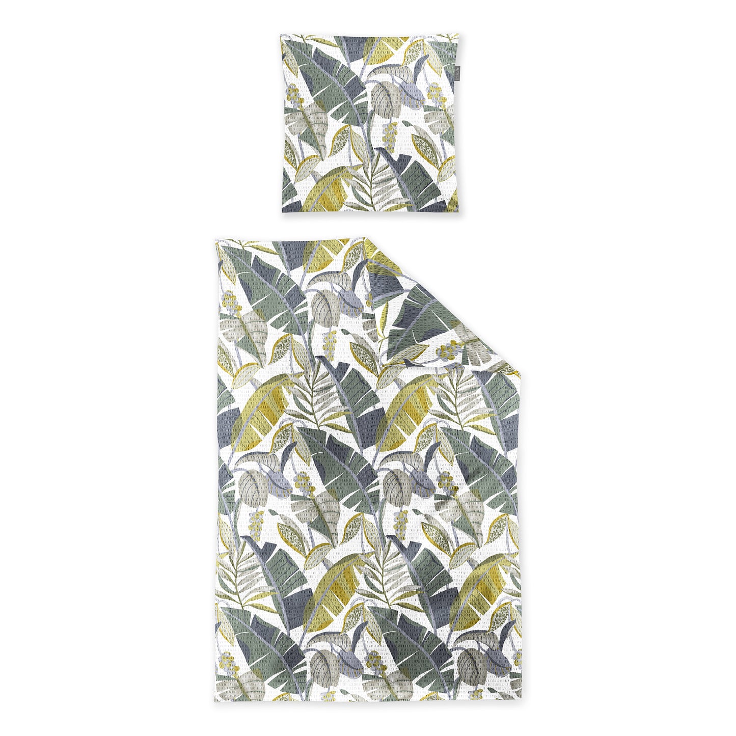 Irisette Seersucker Bettwäsche Easy 8697-20 Blätter blau grün 135x200