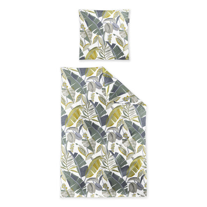 Irisette Seersucker Bettwäsche Easy 8697-20 Blätter blau grün 135x200