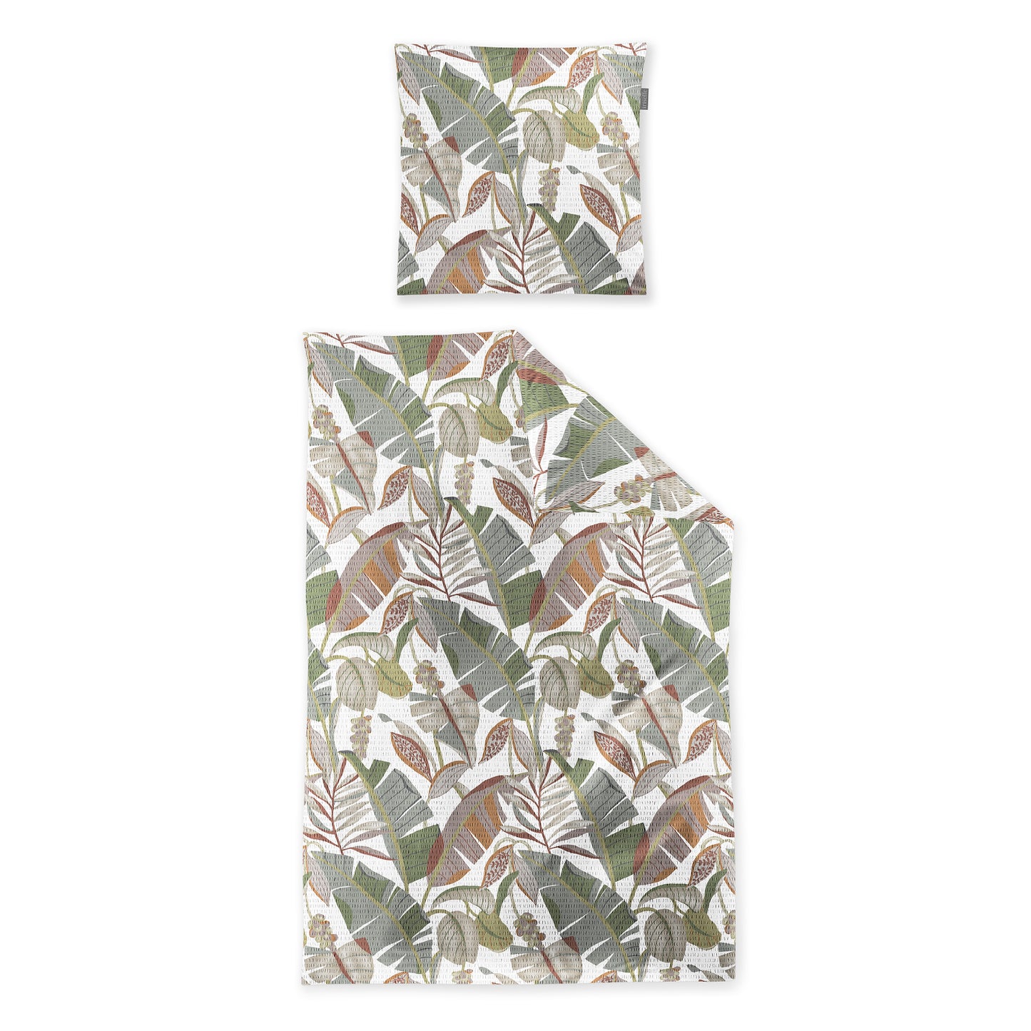 Irisette Seersucker Bettwäsche Easy 8697-90 Blätter grau rot 135x200