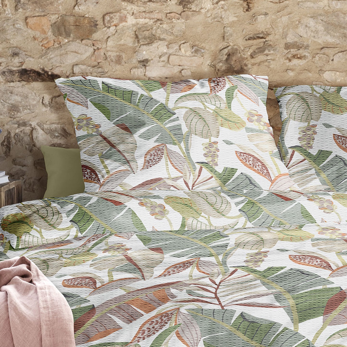 Irisette Seersucker Bettwäsche Easy 8697-90 Blätter grau rot 135x200