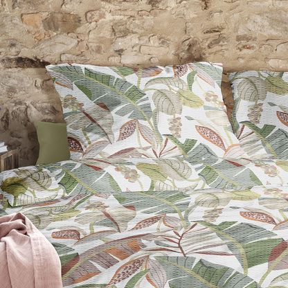 Irisette Seersucker Bettwäsche Easy 8697-90 Blätter grau rot 135x200