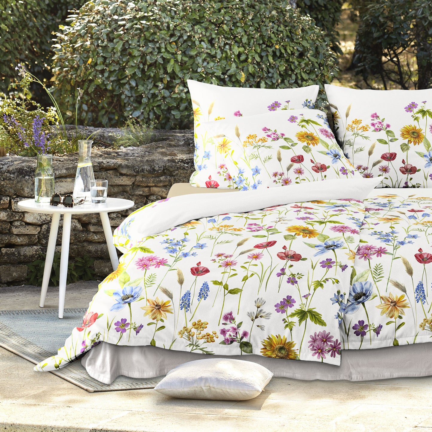 Irisette Mako Satin Bettwäsche Wave 8698-90 weiß bunt Blumen 135x200