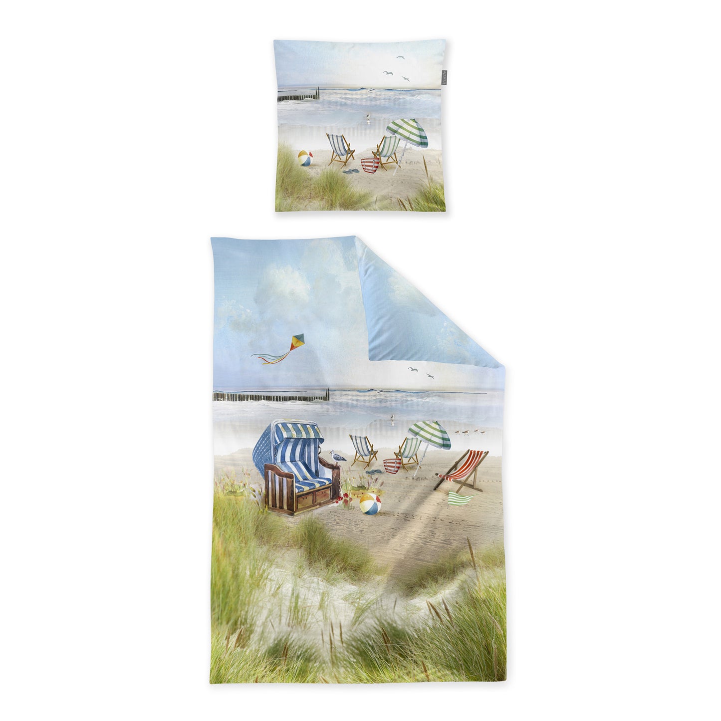 Irisette Mako Satin Bettwäsche Wave 8699-90 Strandkorb Dünen 135x200