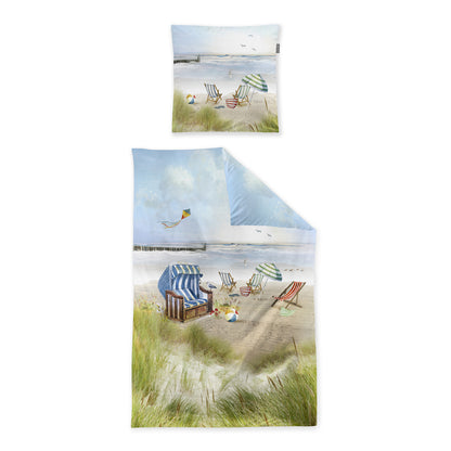 Irisette Mako Satin Bettwäsche Wave 8699-90 Strandkorb Dünen 135x200