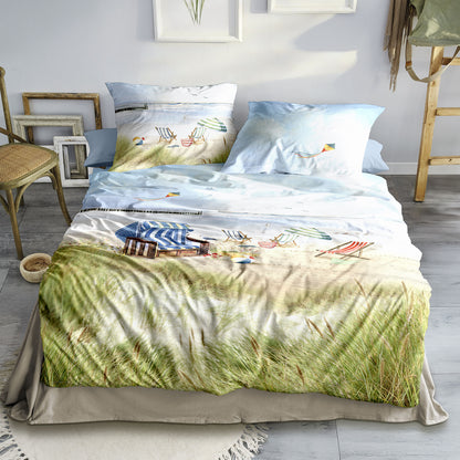 Irisette Mako Satin Bettwäsche Wave 8699-90 Strandkorb Dünen 135x200