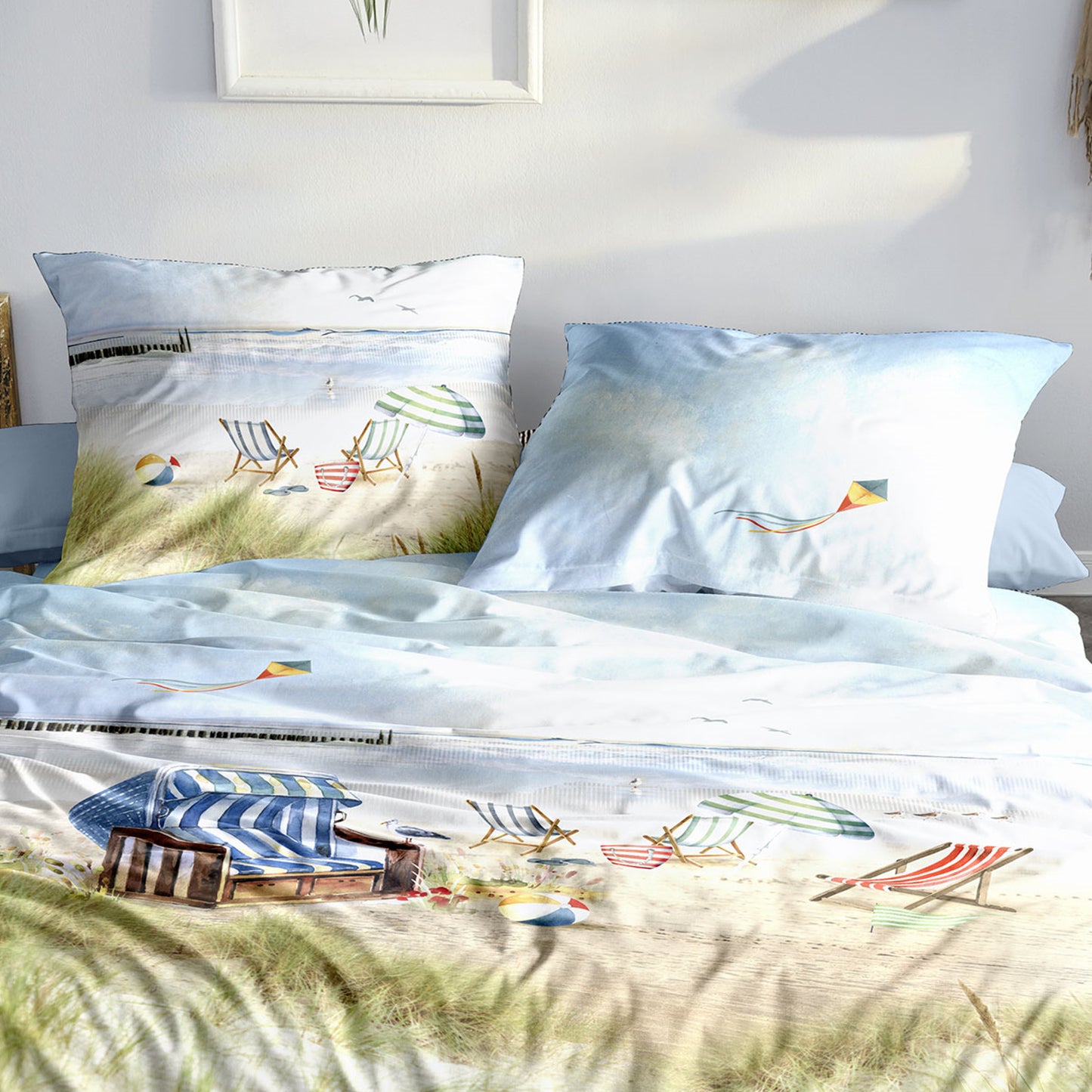 Irisette Mako Satin Bettwäsche Wave 8699-90 Strandkorb Dünen 135x200