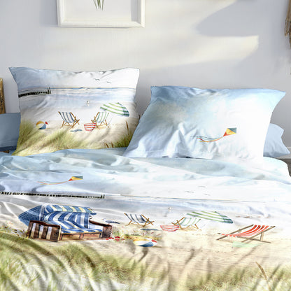 Irisette Mako Satin Bettwäsche Wave 8699-90 Strandkorb Dünen 135x200