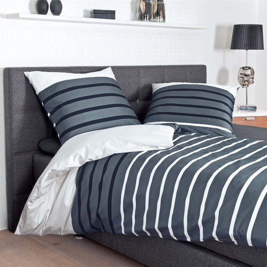 Bettwäsche Janine Mako Satin J.D. 87017-08 Streifen grau weiß 135x200