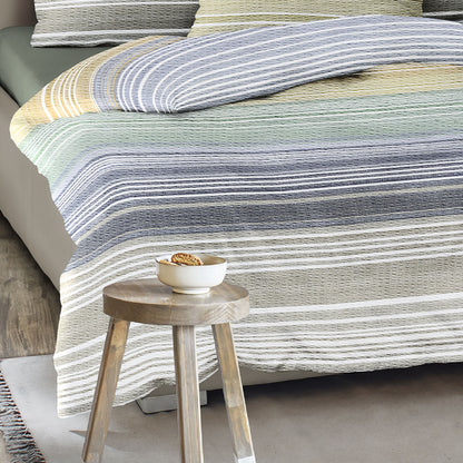 Irisette Seersucker Bettwäsche Easy 8706-20 Streifen blau grau 135x200