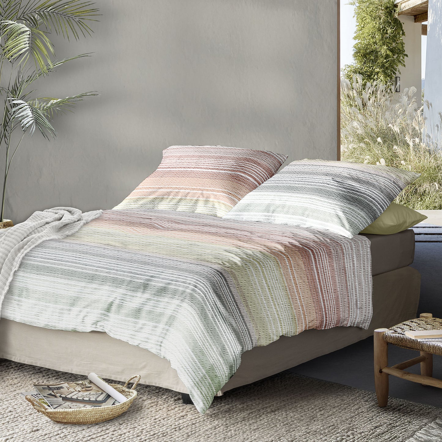 Irisette Seersucker Bettwäsche Easy 8706-90 Streifen bunt 135x200