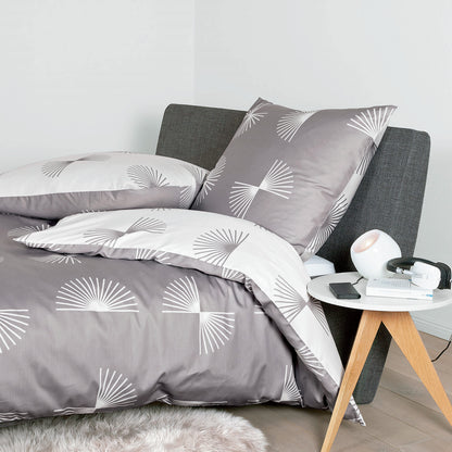 Bettwäsche Janine Mako Satin J.D. 87073-07 Grafisch grau weiß 135x200