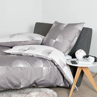 Bettwäsche Janine Mako Satin J.D. 87073-07 Grafisch grau weiß 135x200