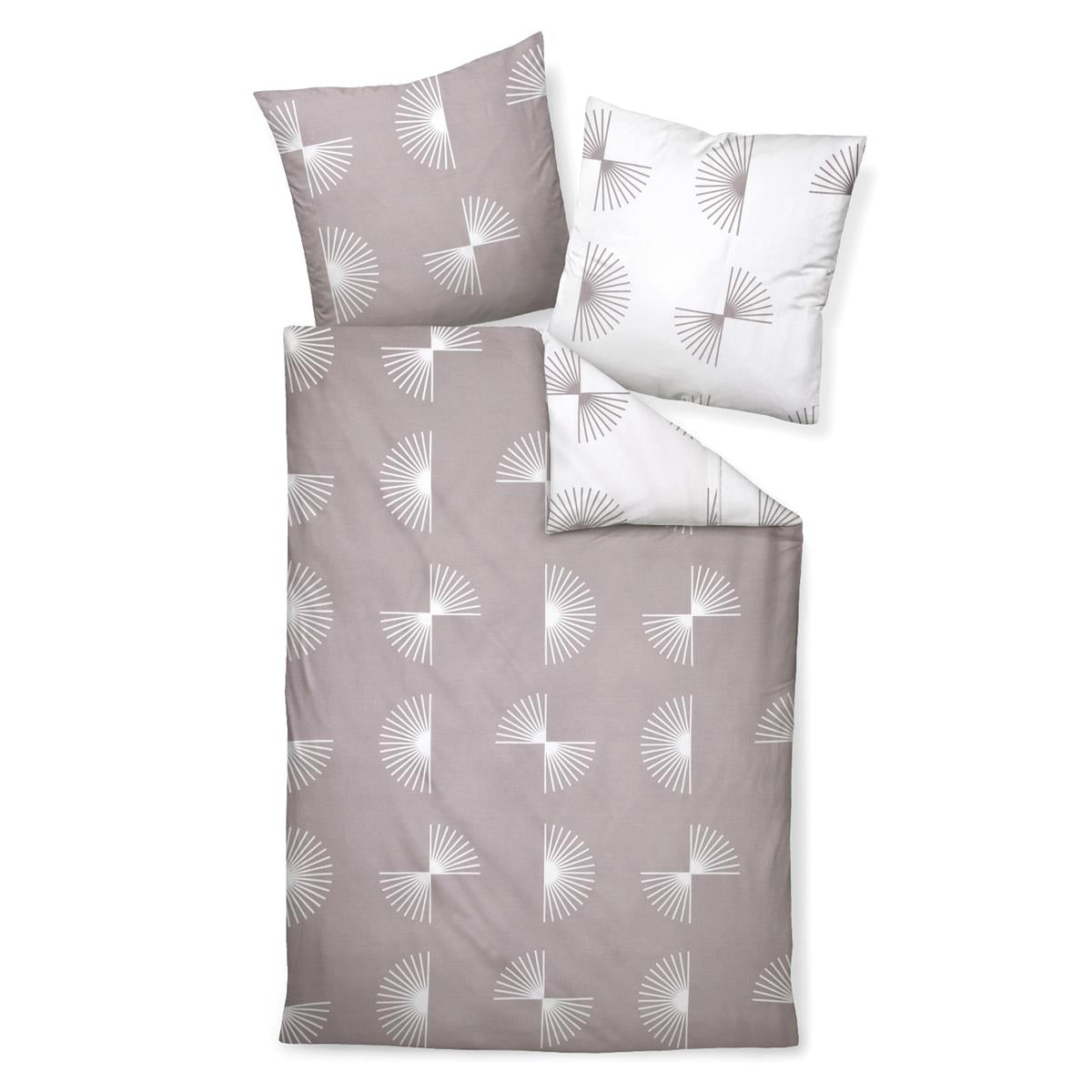 Bettwäsche Janine Mako Satin J.D. 87073-07 Grafisch grau weiß 135x200