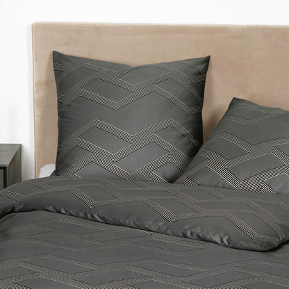 Bettwäsche Janine Mako Satin J.D. 87082-48 Zick Zack anthrazit 135x200