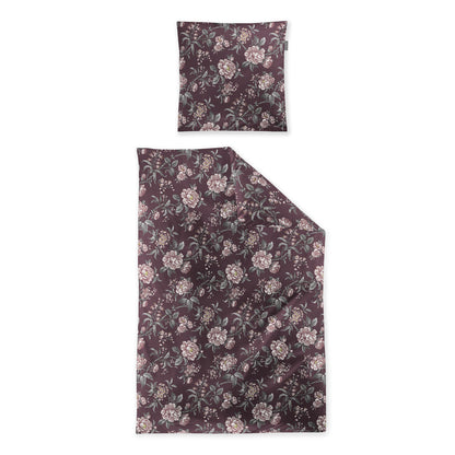 Irisette Biber Bettwäsche Meran 8708-60 Blumen weinrot 135x200