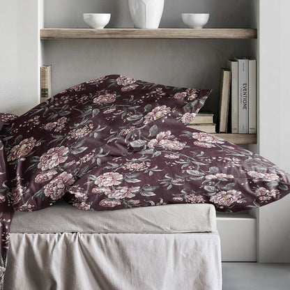 Irisette Biber Bettwäsche Meran 8708-60 Blumen weinrot 135x200
