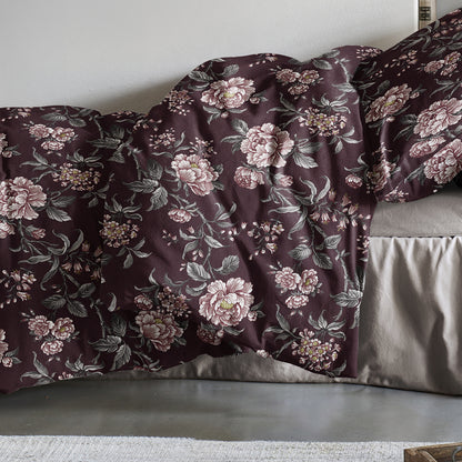 Irisette Biber Bettwäsche Meran 8708-60 Blumen weinrot 135x200