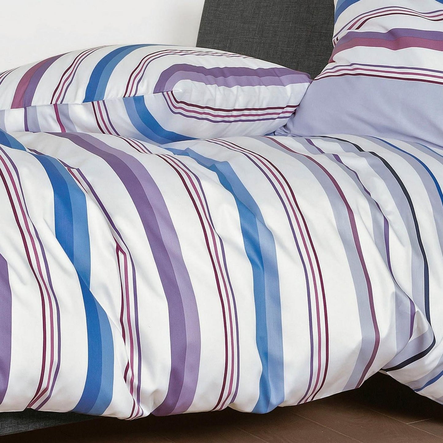 Bettwäsche Janine Mako Satin J.D. 87094-05 Streifen Weiß Lila 155x220