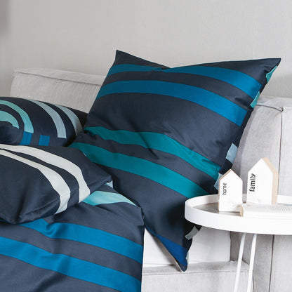 Bettwäsche Janine Mako Satin J.D. 87099-02 Streifen Denimblau 135x200